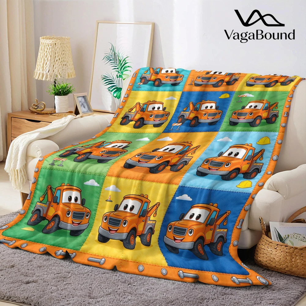 Orange Tow Big Bolt Grid Flannel Blanket Perfect for Sofa Office Bed Travel Sleep Read Relax Camping Four Season Use