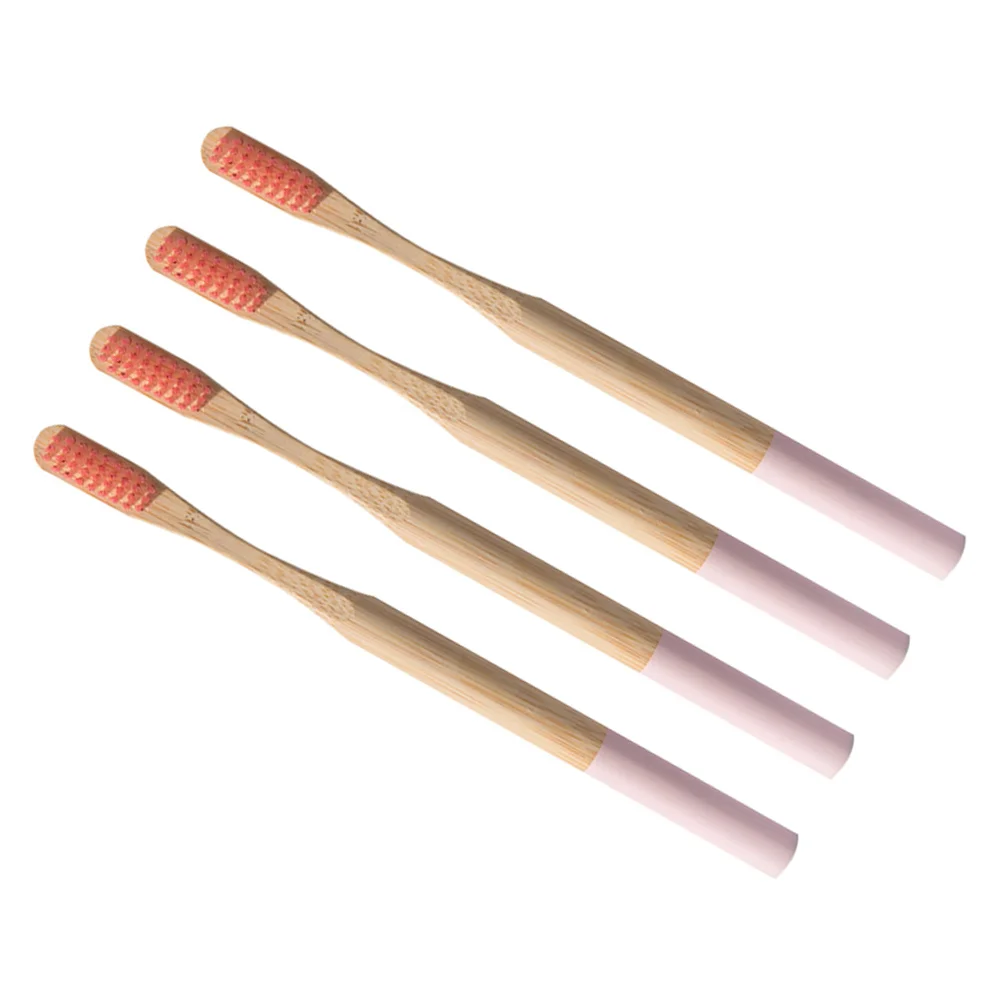 4pcs Biodegradable Bamboo Toothbrush Eco Friendly Toothbrushes for Travel Home Use (White) adults toothbrush