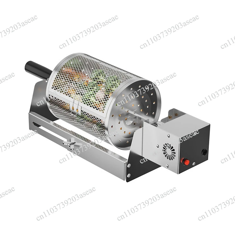 Camping BBQ Rolling Grill Cylinder Automatic Rotating Grill Net Barbecue Round Grill Basket