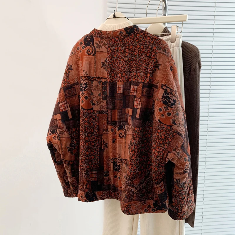 Retro Chinese Sle Dames Katoen Jaet Winter Nieuwe Grote Maat Losse Knoop Katoen Warmte Lichtgewicht Bovenkleding