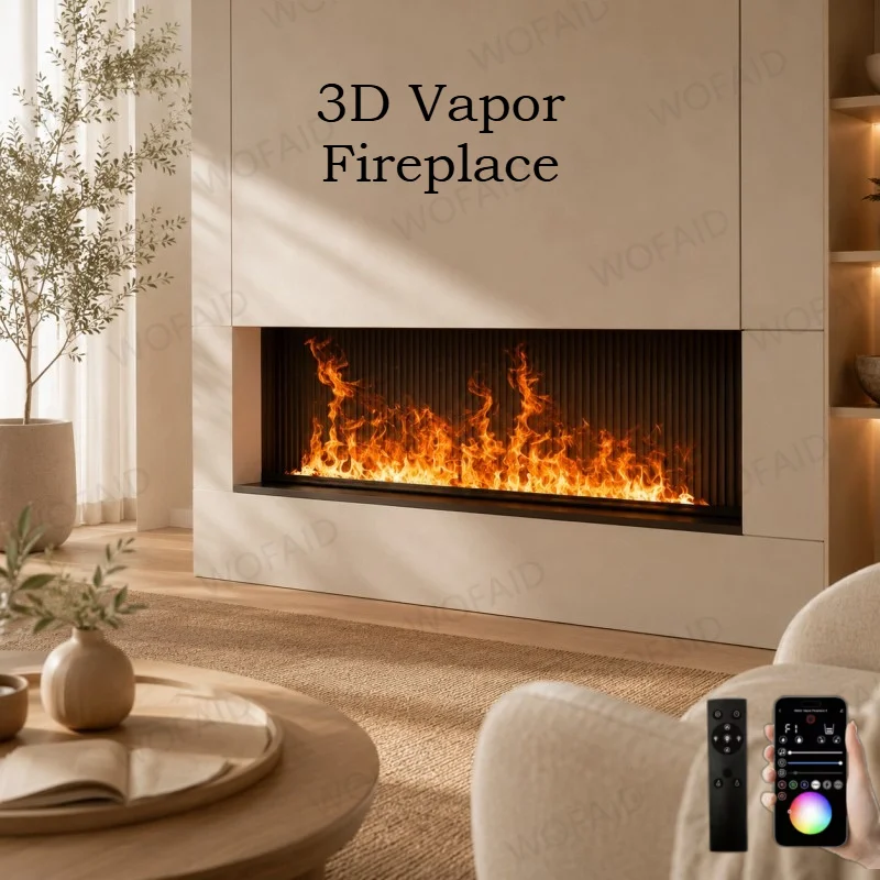 3D Vapor Fireplace Electric Mist Flame Simulation Fireplace Effect Fireplace Mist Technology Firebox for Modern Villa Living Roo