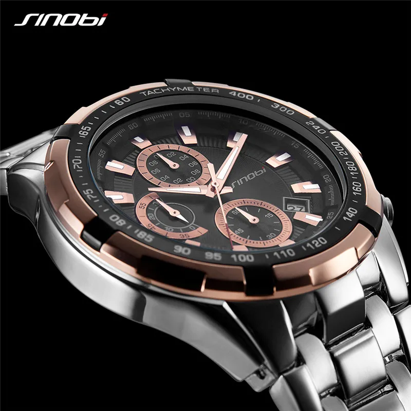 SINOBI Chronograph Watches Top Brand Men\'s Quartz Original Design Waterproof Man Wristwatches Best Gifts Clock for Husband