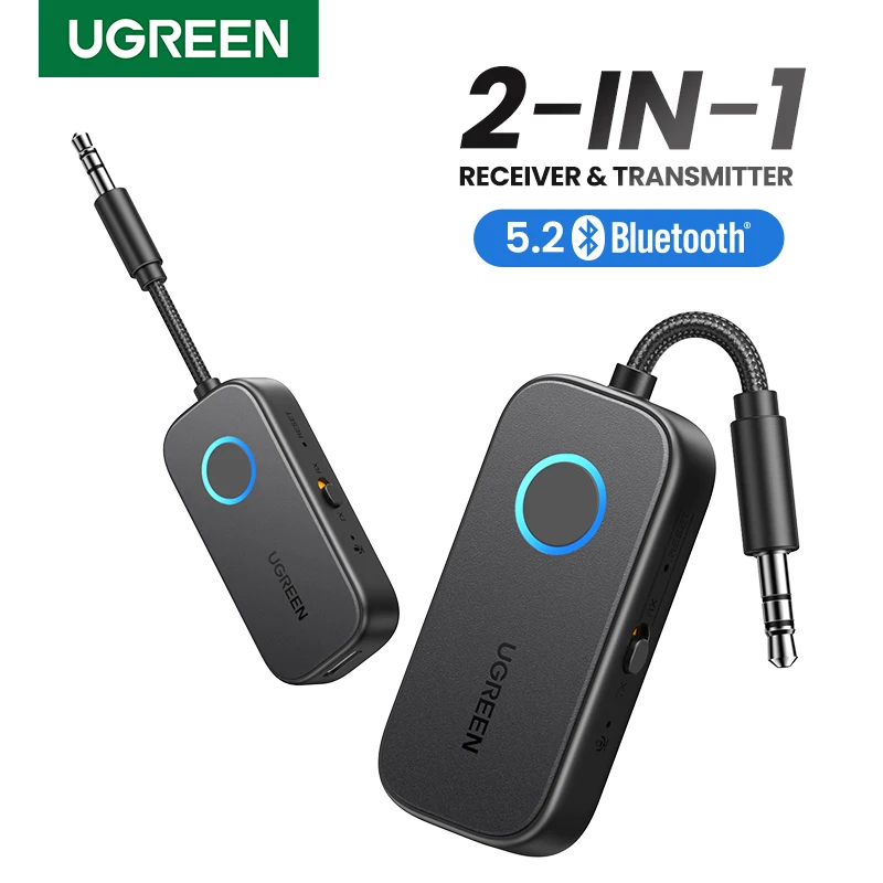 【RU】 UGREEN Bluetooth Adapter 2-in-1 Wireless Bluetooth 3.5mm Aux Audio for Flight, TV, Car, Treadmill