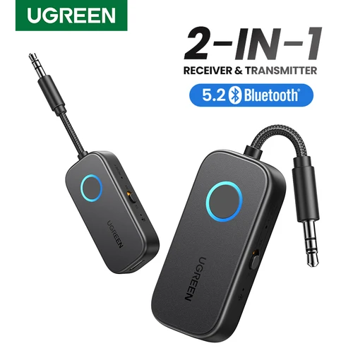 Imagen 1 del producto 【RU】 Adaptador Bluetooth UGREEN Audio auxiliar Bluetooth 2 en 1 de 3,5 mm para vuelo, TV, automóvil, cinta de correr