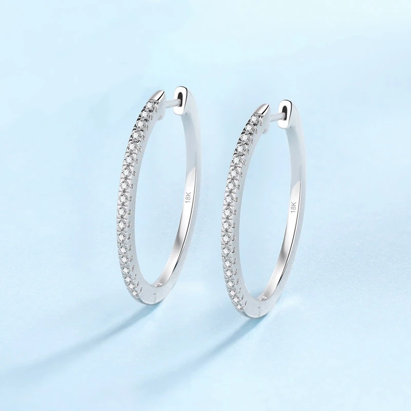 Women Valentines Day 18K White Gold Wedding Hoop Earrings 0.54CT Moissanite Diamond PT950 Girl Friend Birthday Gift Fine Jewelry