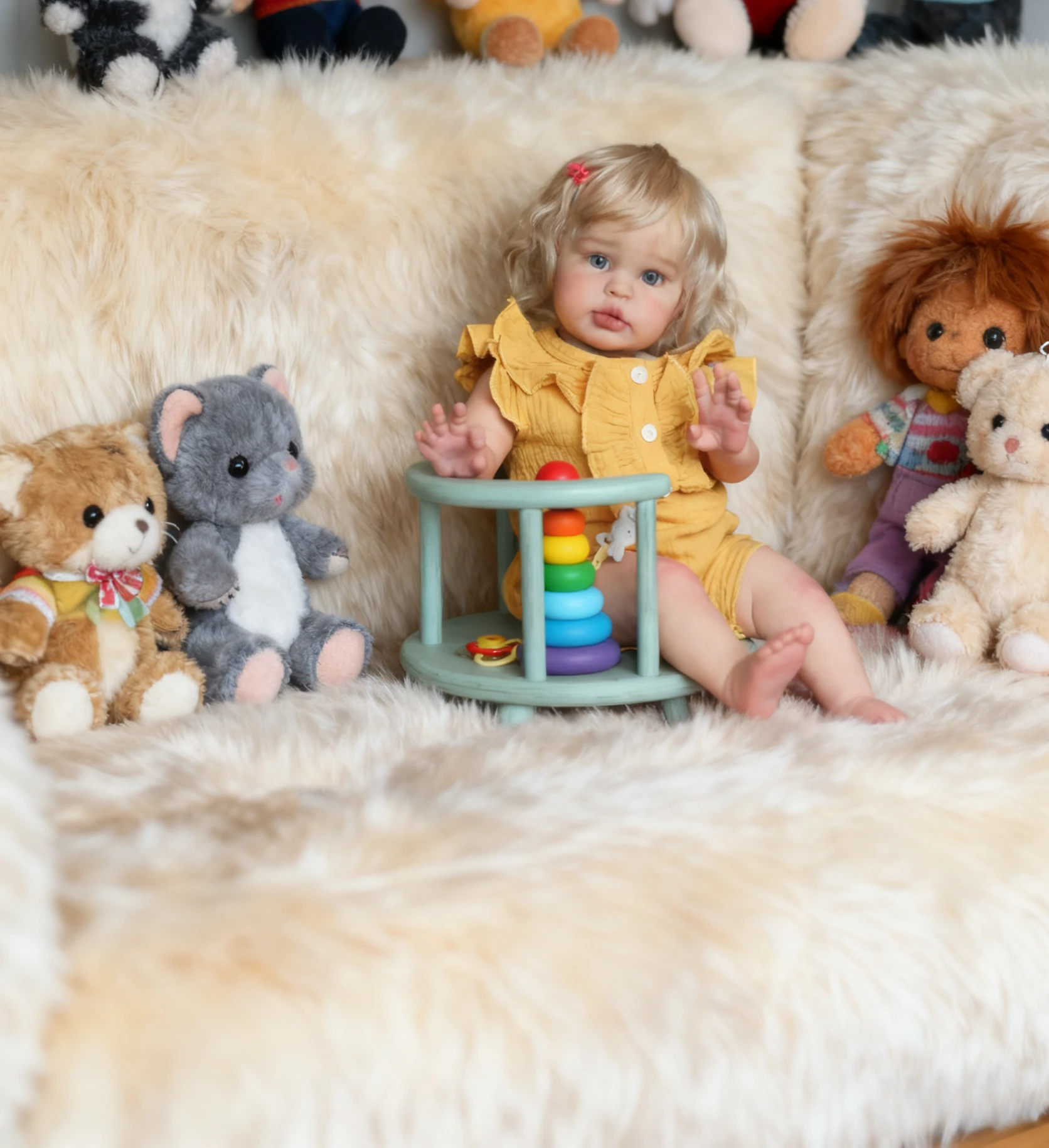 NPK 24''3D peinture avec veines visibles main racine cheveux réaliste Reborn Ellie enfant en bas âge Bebe véritable poupée d'art à collectionner