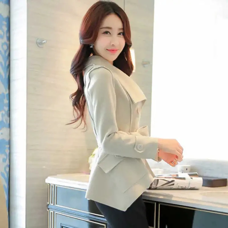 

Faionable ort Women's Windbreaker Jaet 2025 Spring Autumn Slim Fit Casual Versatile Faux Suede Polyester Fiber Coat