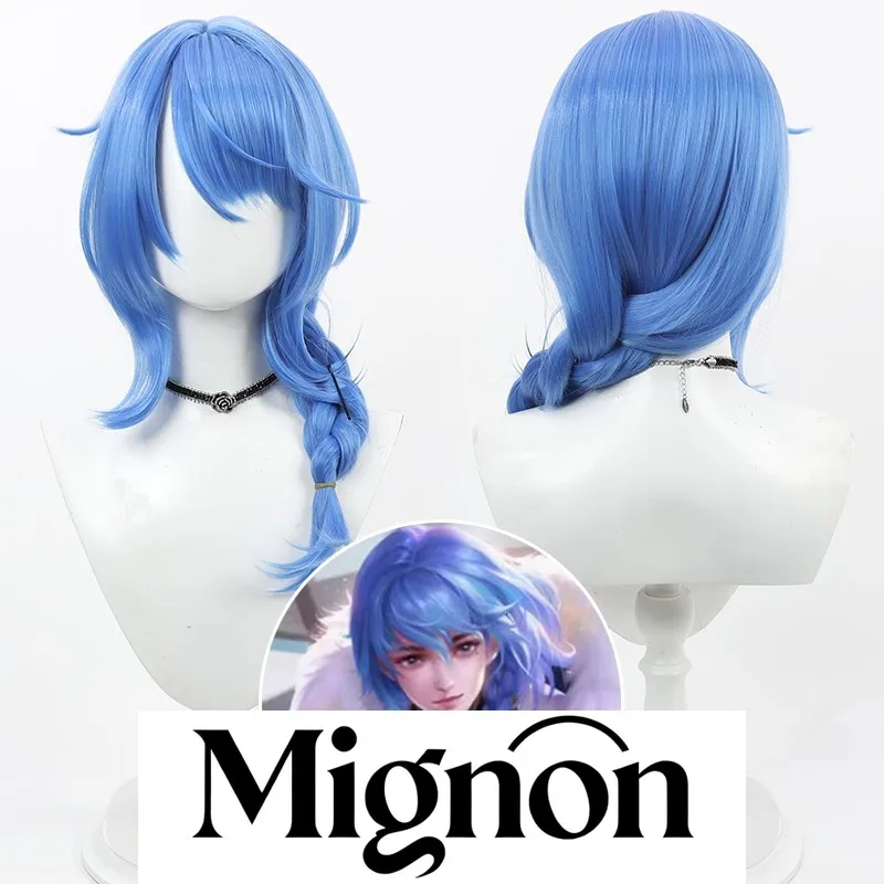 

Honor of Kings Yi Xing Plum Blossom Skin cosplay wig dark blue thick braid Halloween gift
