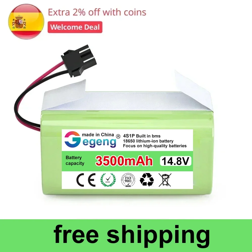 Литий-ионный аккумулятор 14,8 В/14,4 В 3500 мАч для робота Shark ION RV700 RV720 RV750 RV755 другиеRoboVac 11 15T 25C 30 30C 35C MAX Lefant Литий-ионный аккумулятор 14,8 В/14,4 В 3500 мАч для робота Shark ION RV700 RV720 RV750 RV755 другиеRoboVac 11 15T 25C 30 30C 35C MAX Lefant