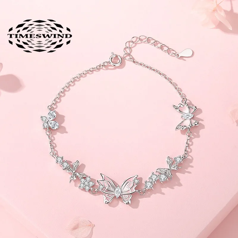 

TIMESWIND Fashion S925 Silver Starlight Butterfly Three-D Zircon Women Bracelet with Certificate