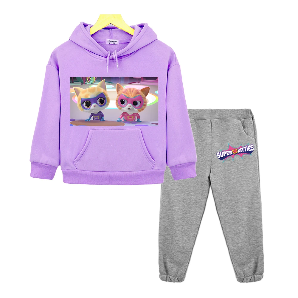 

Super Kitties Hooded Sets Fleece Sweatshirt kids boutique clothes Casual Jacket Pullover Autumn y2k Anime hoodie for boys girls