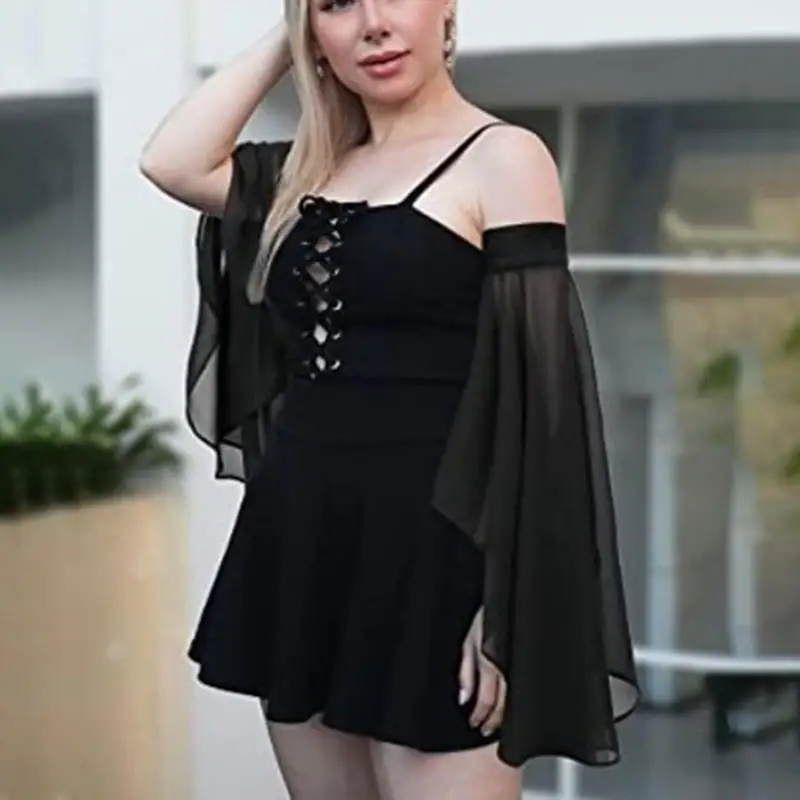 Guanti di lusso in chiffon staccabile gotico con maniche lunghe in tulle da donna per accessori per costumi rinascimentali per feste di matrimonio