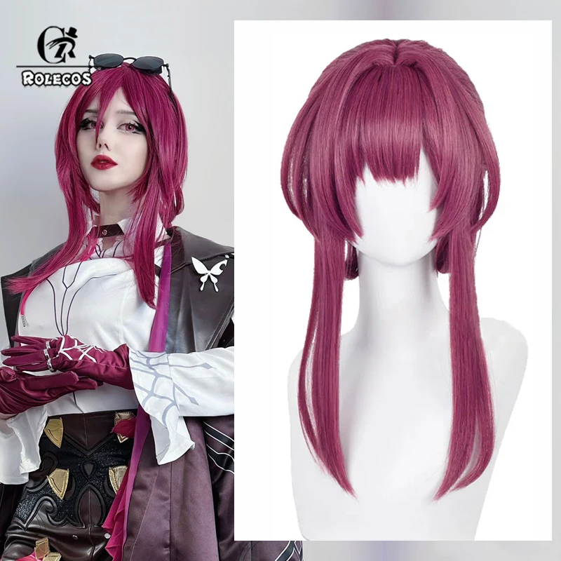 ROLECOS Synthetic Hair Game Honkai: Star Rail Kafka Cosplay Hair Kafka Role Play Halloween 43cm Long Wine Red Wig Synthetic Hair