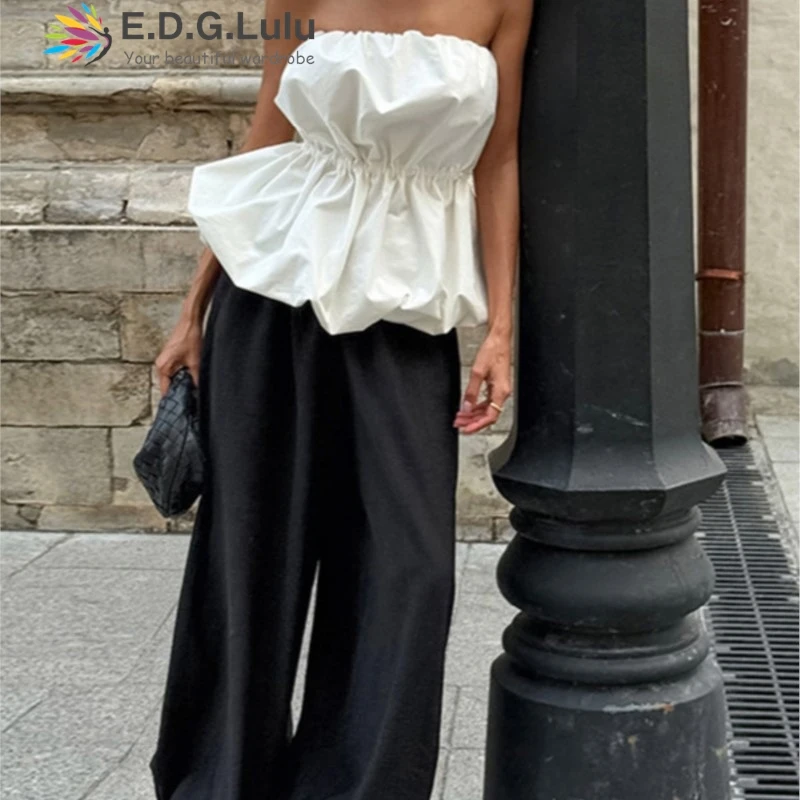 EDGLuLu 2026 Summer New Sleeveless White Strapless Vest Top Woman Sexy Backless Slim Top Women's Clothing 0820