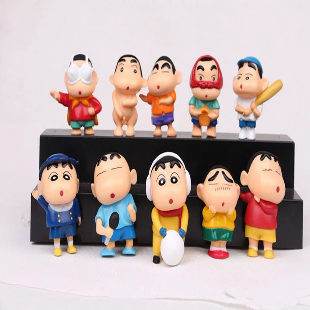 

10Pcs/Lot Crayon Shin-chan Anime Action Figures Kawaii Q Version Mini Decor Collectibles Children Hobby Toys Gifts Accessories