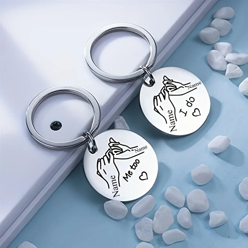Personalized Valentine's Keychain, Custom Couple Gift