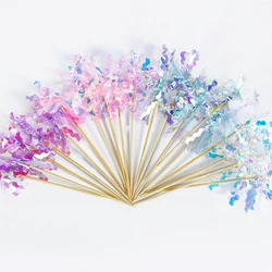 20pcs Happy Birthday Glitter Cake Topper Colorful Fireworks Tassels Cupcake Topper Wedding Baby Shower Baking Dessert Cake Decor