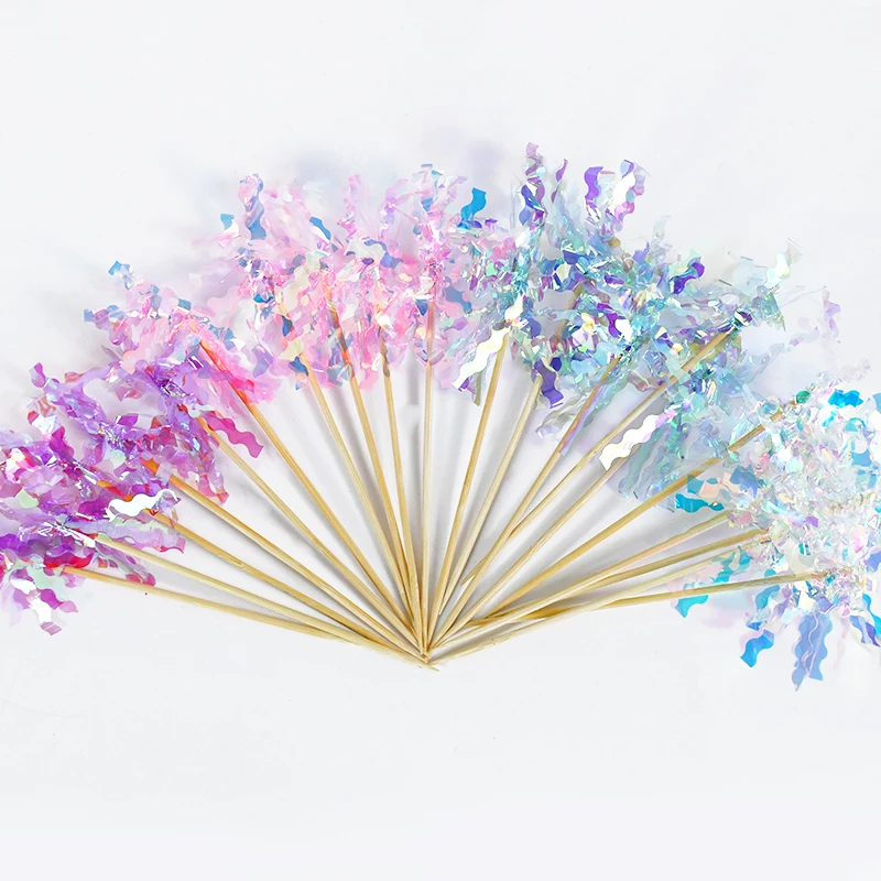 20szt Happy Birthday Glitter Cake Topper Colorful Fireworks Tassels Cupcake Topper Wedding Baby Shower Baking Dessert Cake Decor