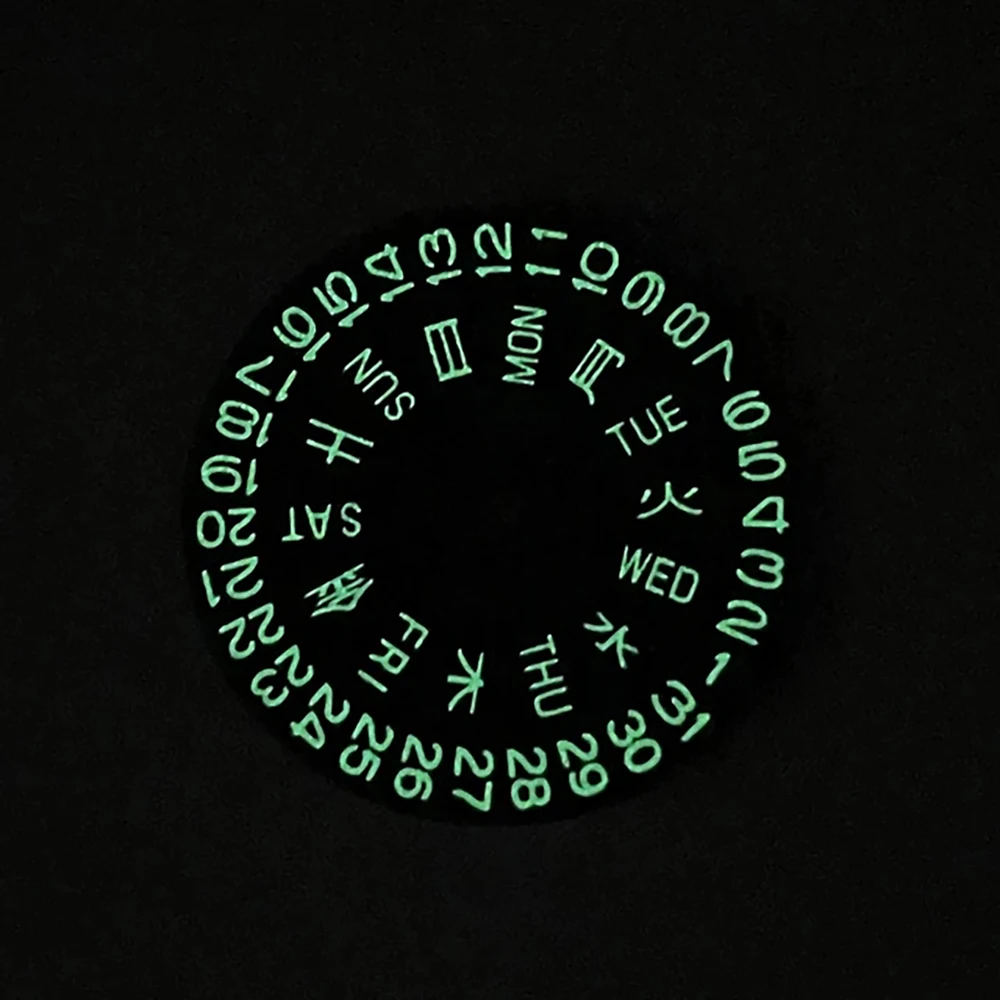 For NH34A NH35A movement Blue/green Lumnious Date/day Disc Crown at 3.0/3.8 Modified Luminous Datewheel NH36A Replacement Parts