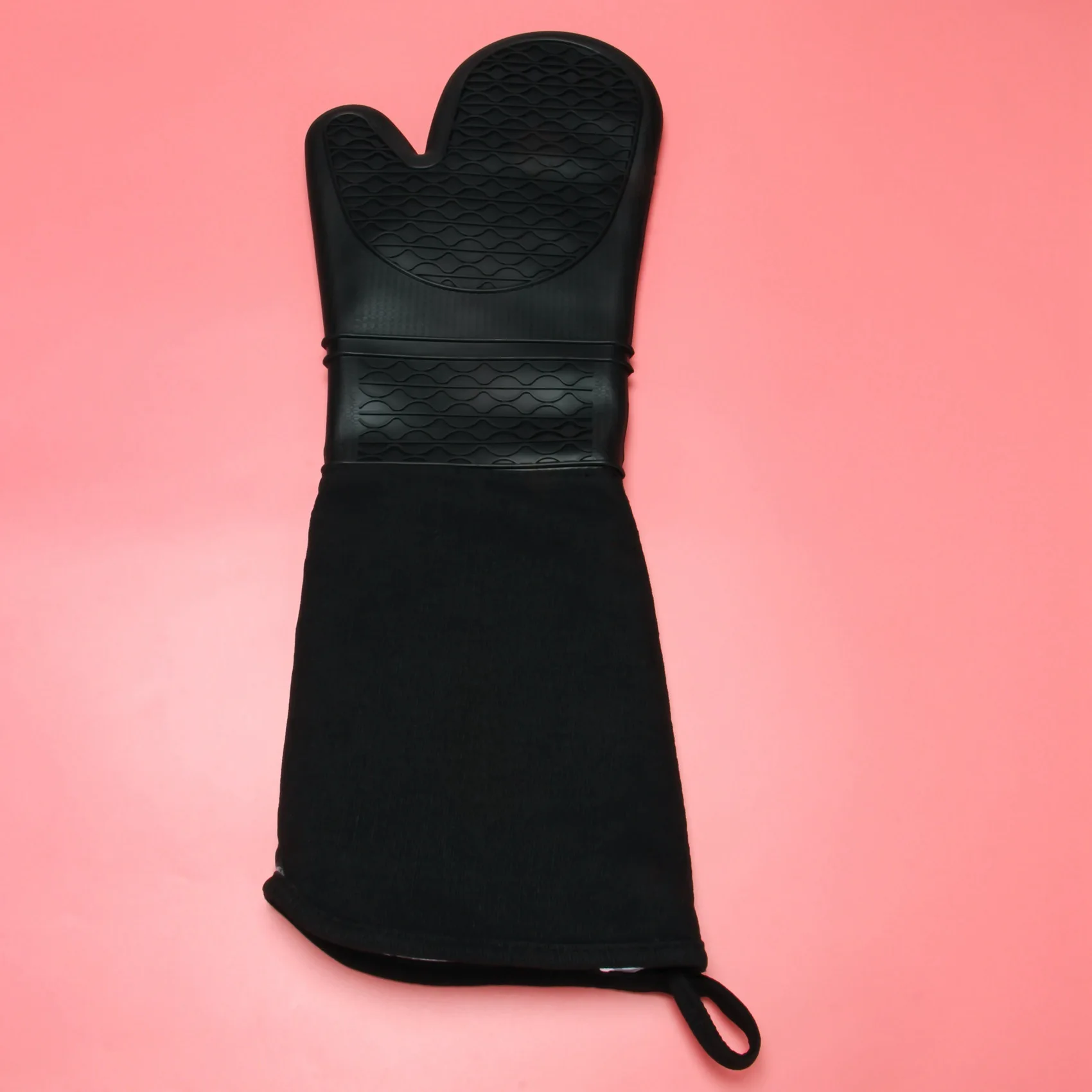 AC23-Extra Long Silicone Oven Mitts Heavy Duty Commercial Grade Oven Mitts Bbq Gloves With Quilted Cotton Lining 4 Pack
