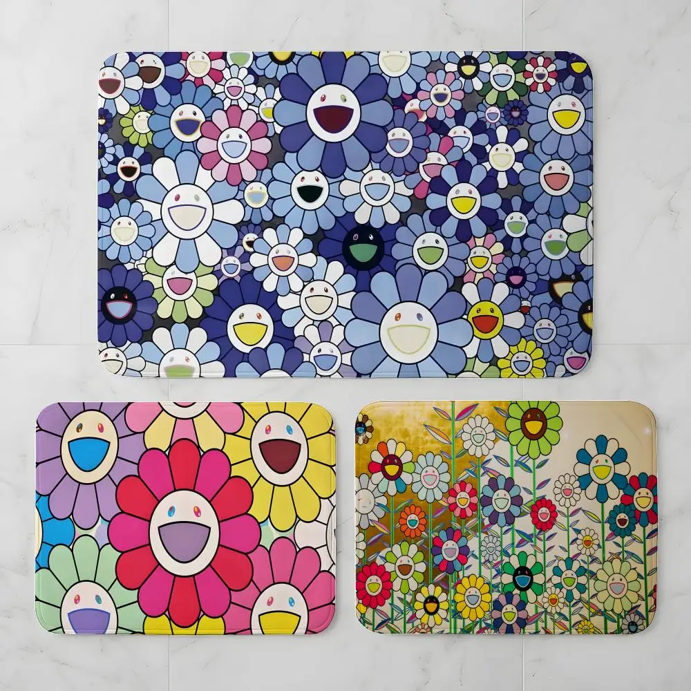 

Classic Artwork T-TakashiES Cool M-M-MurakamiES Floor Mat Cozy Flannel Soft Thick Non-Slip Mat For Living Room Bedroom Kitchen D