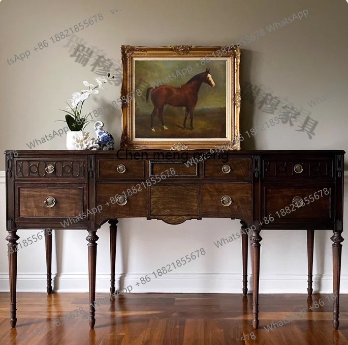 

French antique solid wood porch cabinet, living room locker, American retro corridor partition cabinet