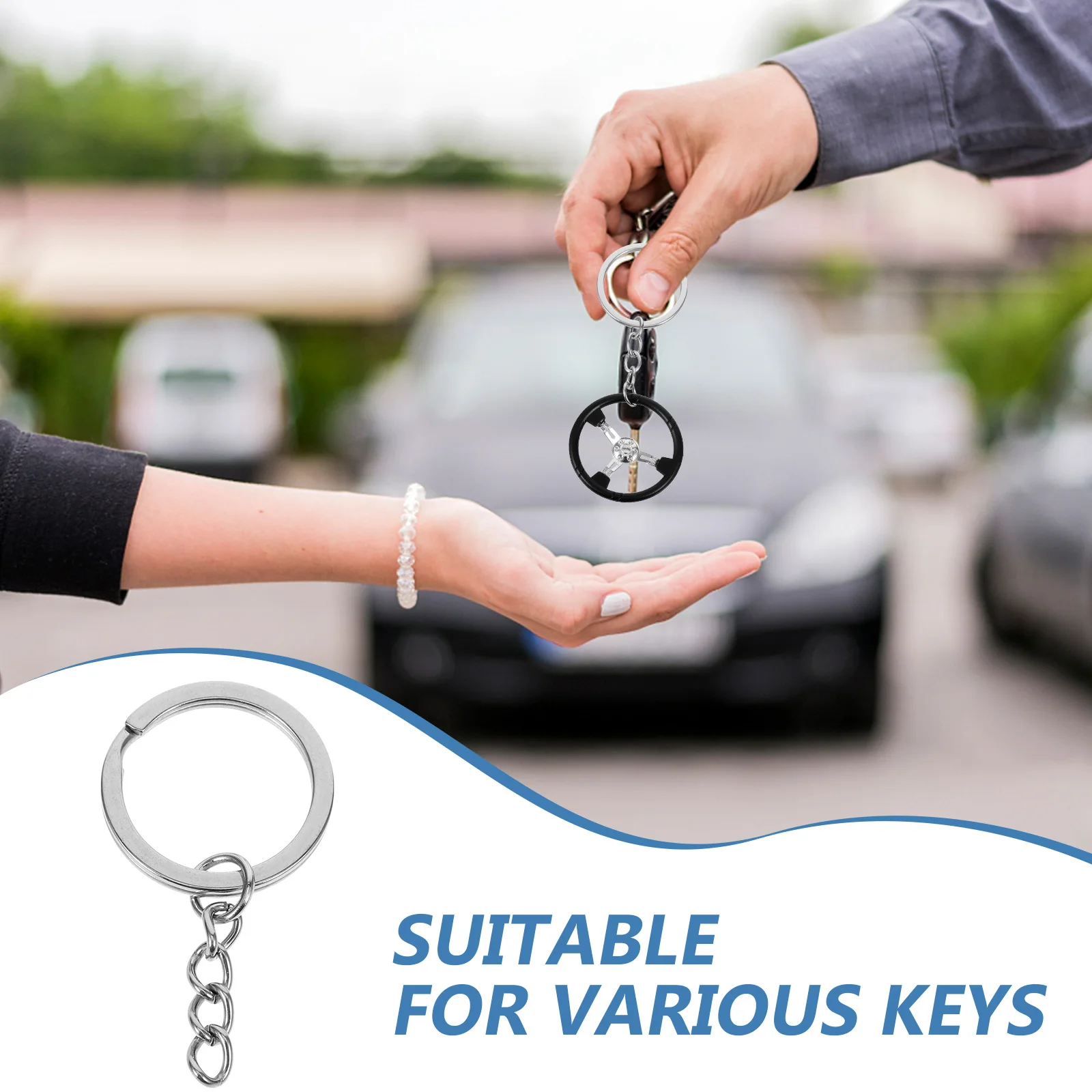 

20pcs Keychain Ring Kit Stainless Steel Split Rings for Crafts DIY Metal Key Ring Set Rustproof Durable Flat Design Key Chain