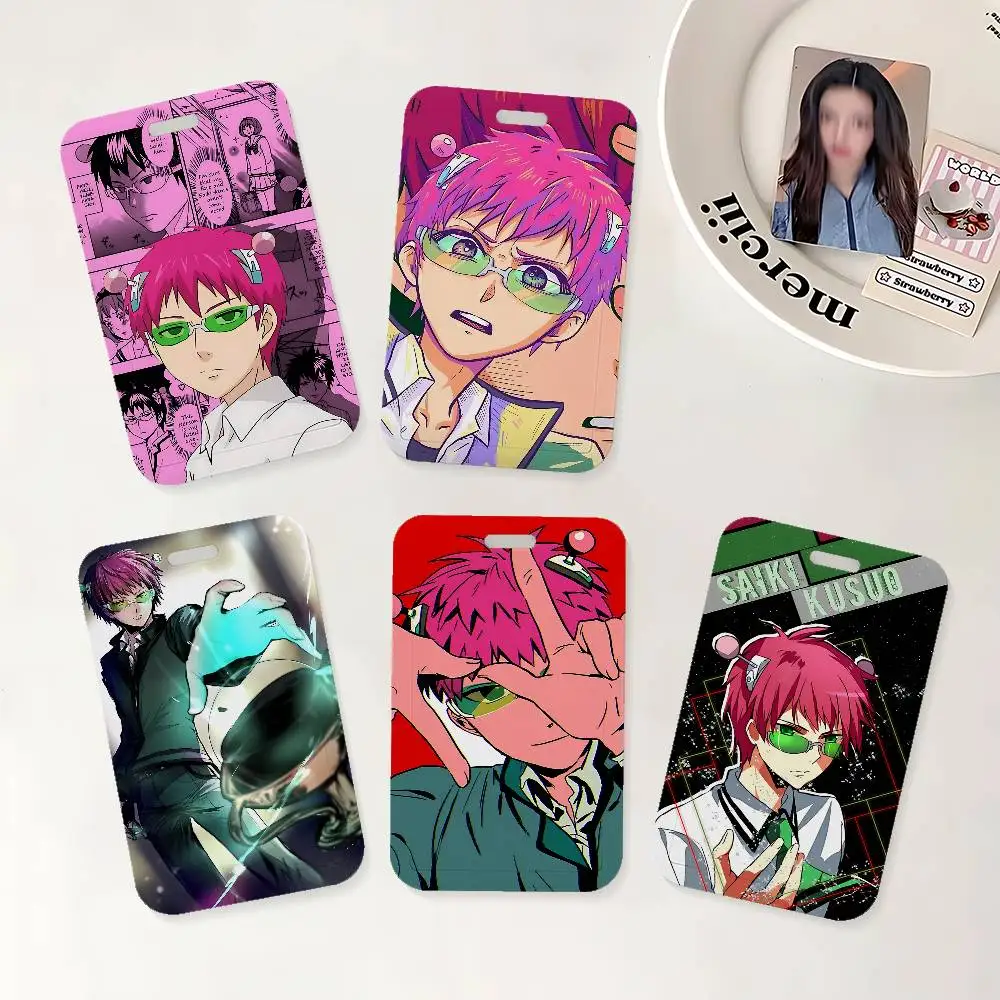 

Держатель для удостоверений личности с мультяшным рисунком S-Saiki K-Kusuo и ремешком на шею для офиса, школы, именных карт и удостоверений