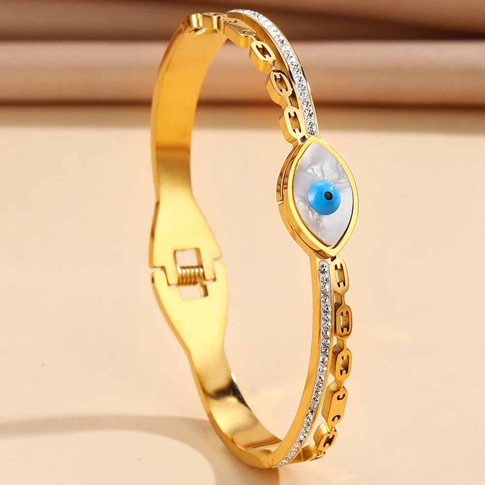 Luxury niche eye of wisdom bracelet, evil eye stainless steel bracelet, new gold-plated silver sapphire bracelet
