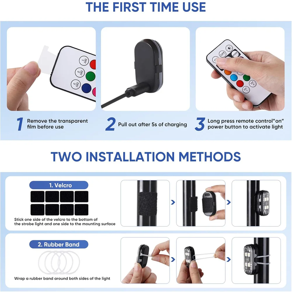 2/4/6 قطعة RGB Led سيارة ستروب أضواء سيارة إضاءة زينة جو مصباح اللاسلكية LED ستروب أضواء 8 ألوان تحذير ضوء دراجة نارية #6