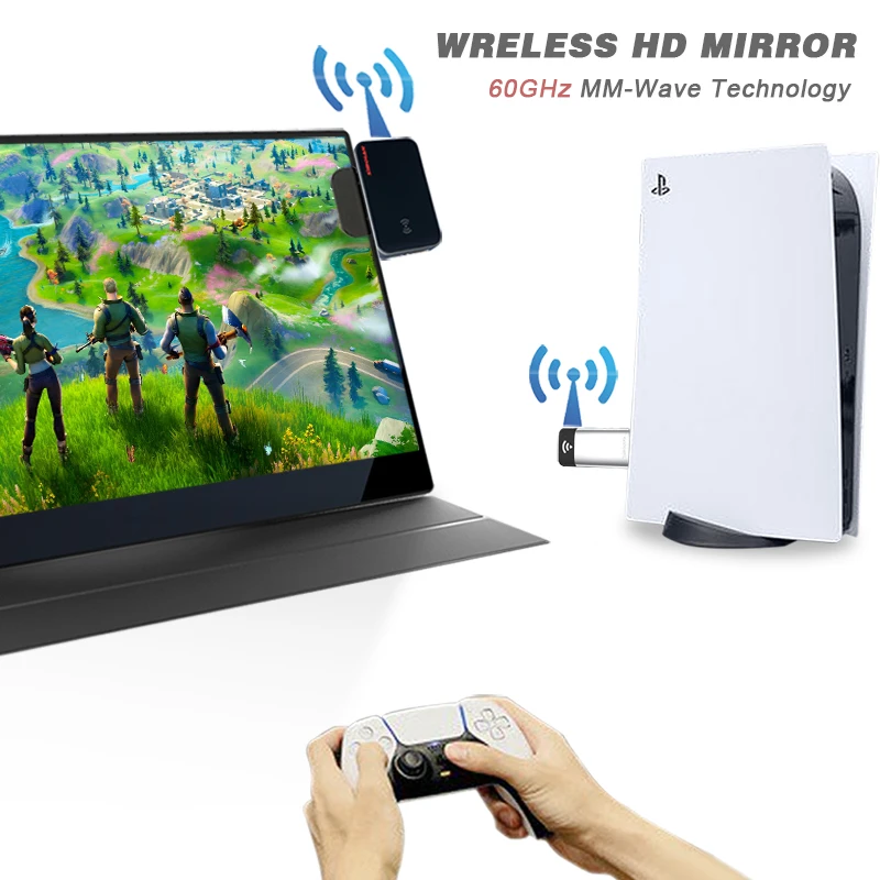 

New Wireless 60GHz Millimetre Wave Technology Support for iphone Laptop PS5 Gaming HD Transmitter Receiver Extender Kit