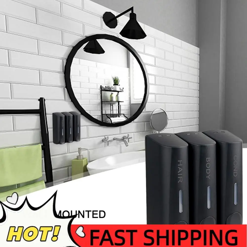 

Triple 350ml Body Wash Dispenser Multi-Purpose Wall-Mount Washing Lotion Soap Container Heat-Resistant for Bathroom Accessories