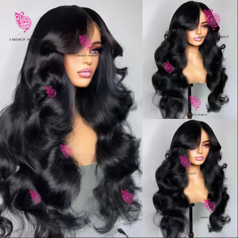 

Natural black body wave human hair wig for women Glue-free women's wig 100% human hair natural hairline full HD lace wig