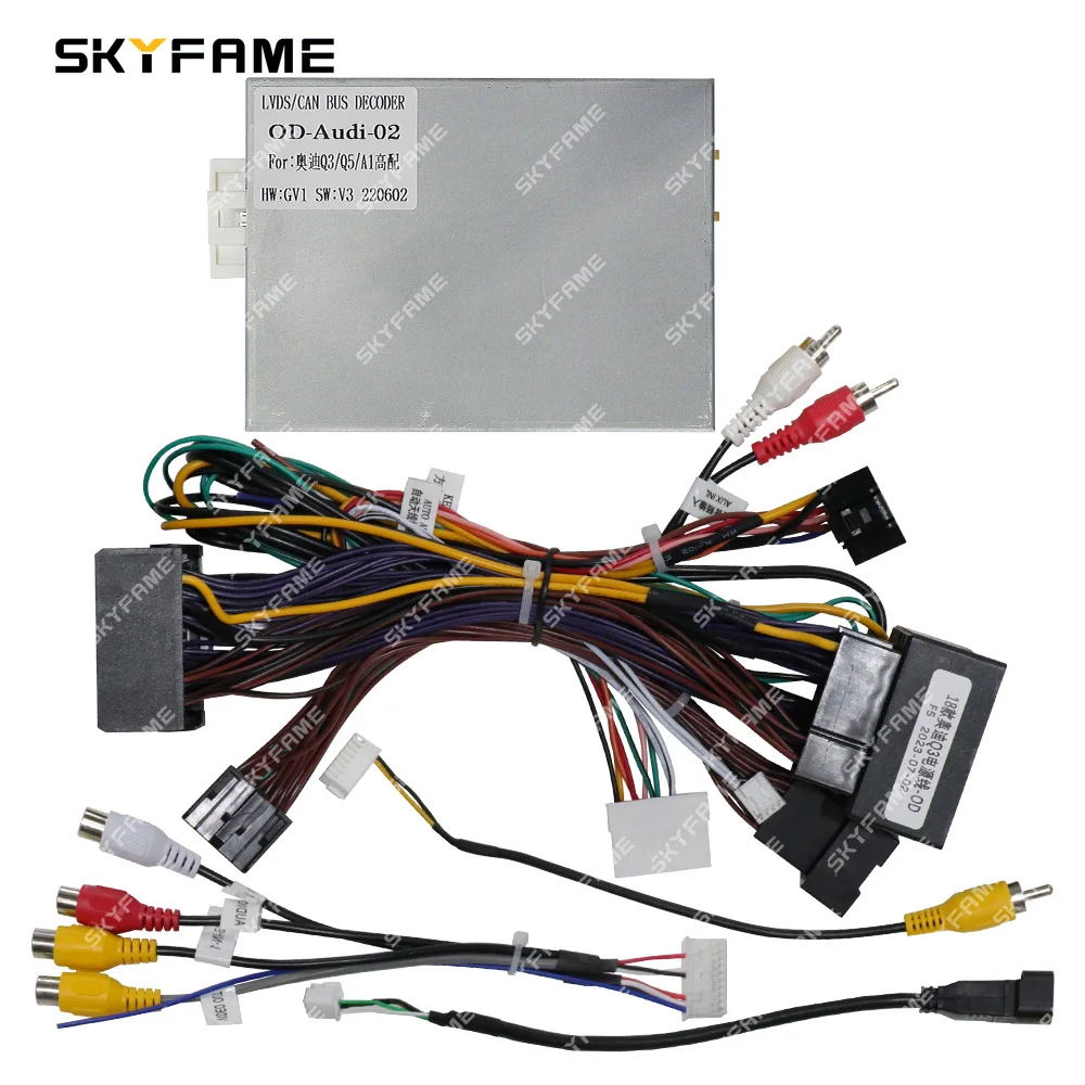 SKYFAME-Adaptador de arnés de cableado para coche, decodificador de caja Canbus, Cable de alimentación de Radio Android para Audi Q3 Q5 A1 OD-AUDI-02, 16 pines