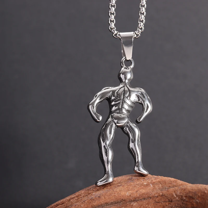 New Stainless Steel Bodybuilder Muscle Saiyan Necklace Male and Female Personality Retro Punk Couple Pendant Jewelry Wholesale