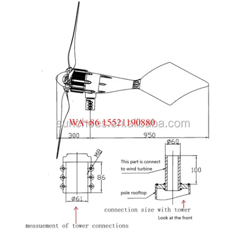 WMWMNU for Hybrid System 2kw Horizontal Wind Turbine and 3kw Solar Panel Wind up Mechanism 5kw Off Grid Ce 220V Wind Power