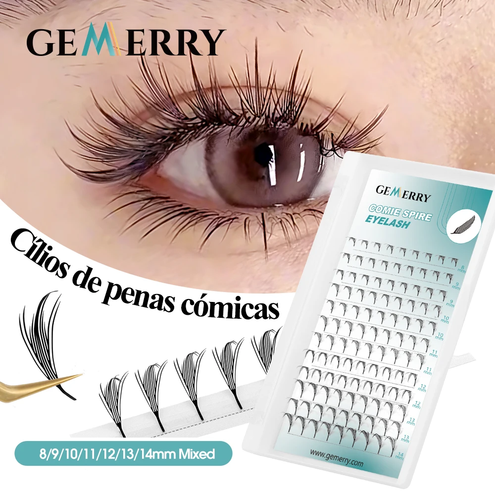 Comic Spire Lashes New Premade Fan Manga Feather Shape Eyelash Extensions Super Light Volume False Lashes Makeup Tools Cosplay