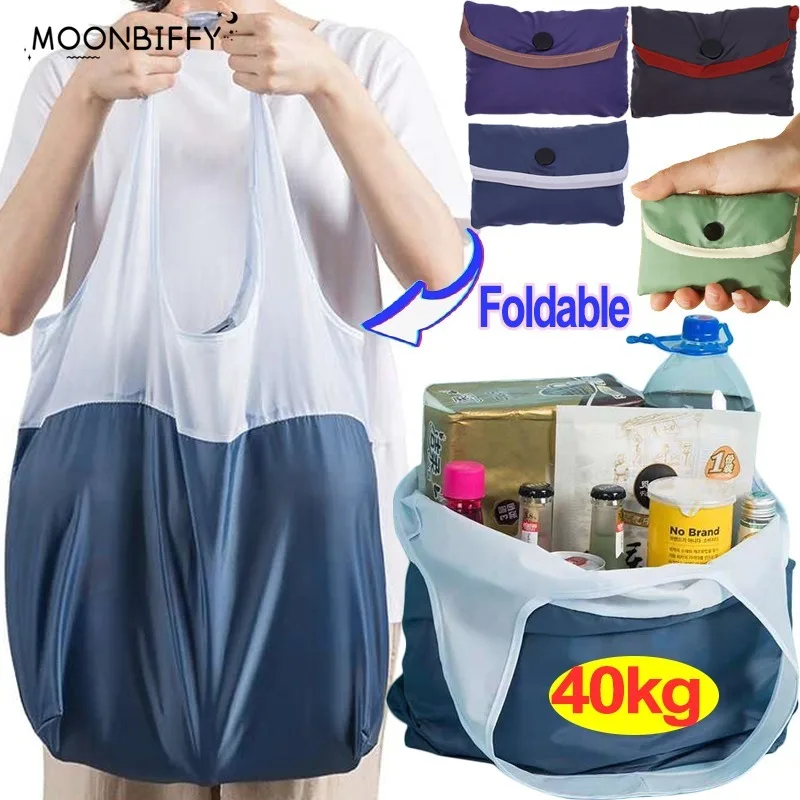 

Foldable Eco-Friendly Supermarket Shopping Bag Large Capacity Shoulder Bags Grocery Food Package Waterproof Folding New Handbag