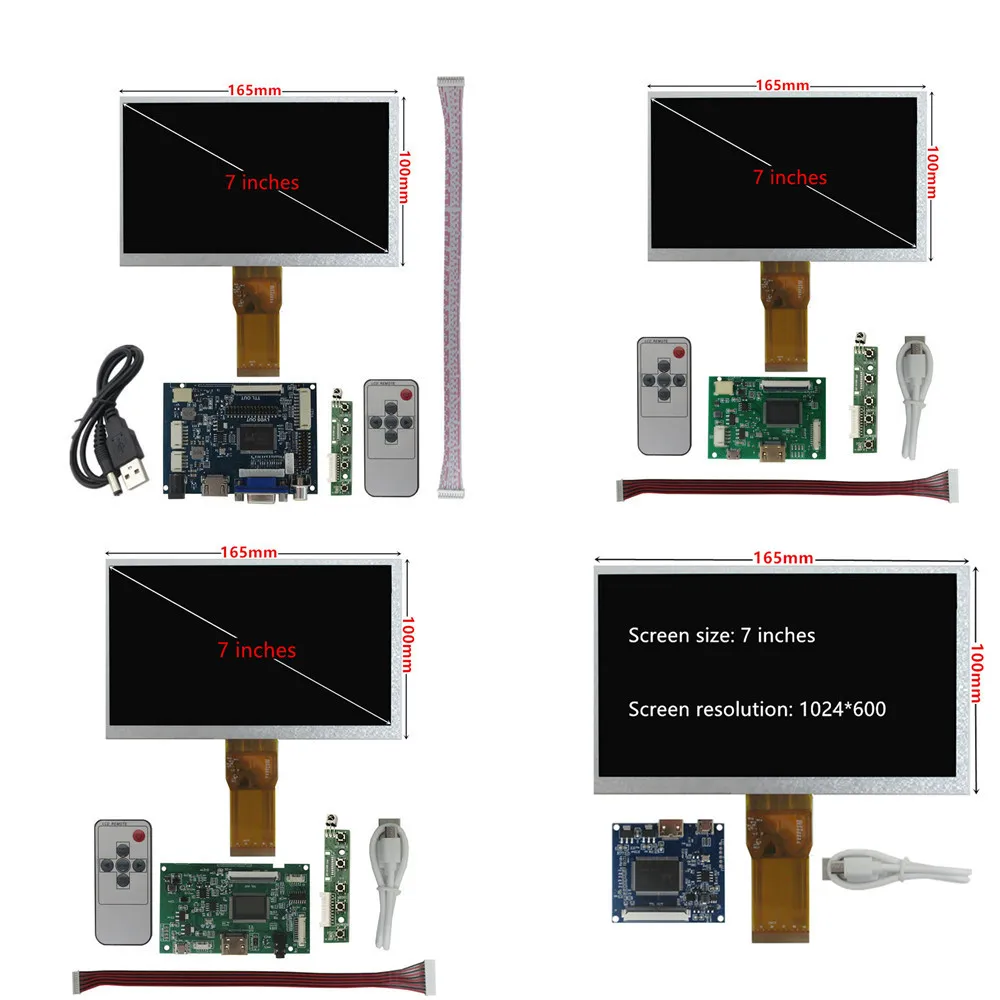

7 Inch 1024*600 LCD Screen Display Monitor With Driver Control Board VGA HDMI-Compatible For Raspberry Pi Banana Pi Orange Pi PC