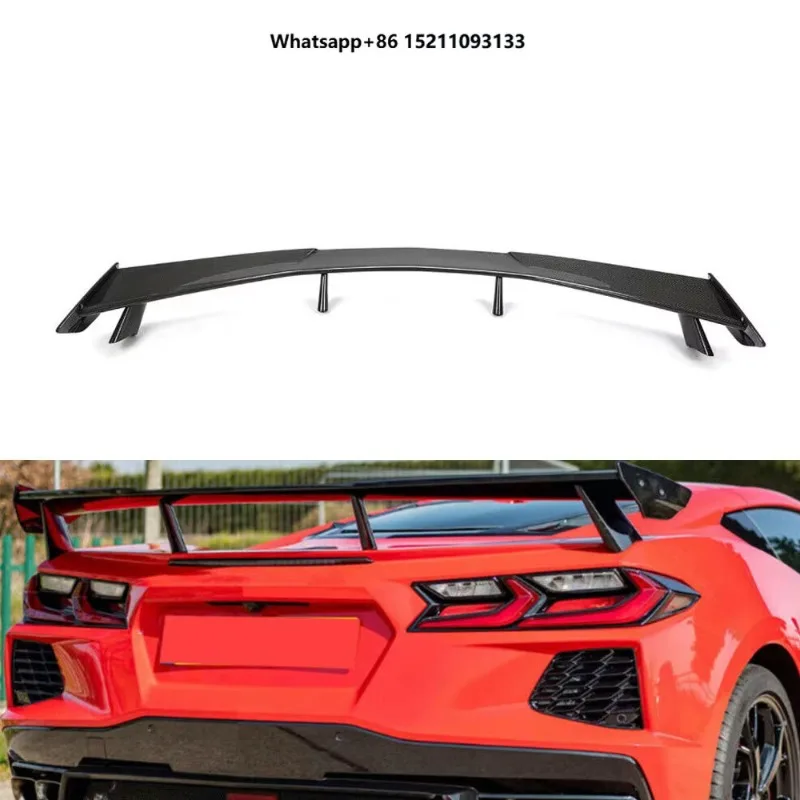 Für Chevrolet Corvette Stingray C8 Echter Carbon-Heckklappenspoiler Hochflügel 2020 2021