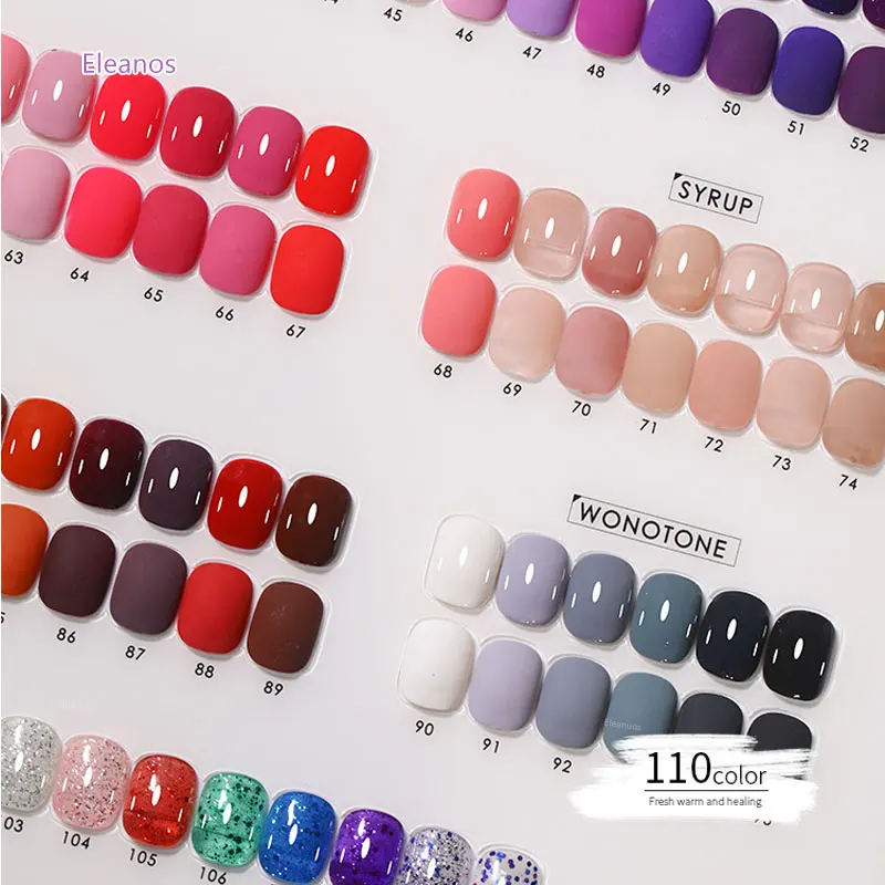 Eleanos Lente 110 Stuks Gel Nagellak Set Met Kleur Display Kaart Voor Nail Salon Uv Gel 15Ml Doorweekt Zeer Goede Nagelgellak