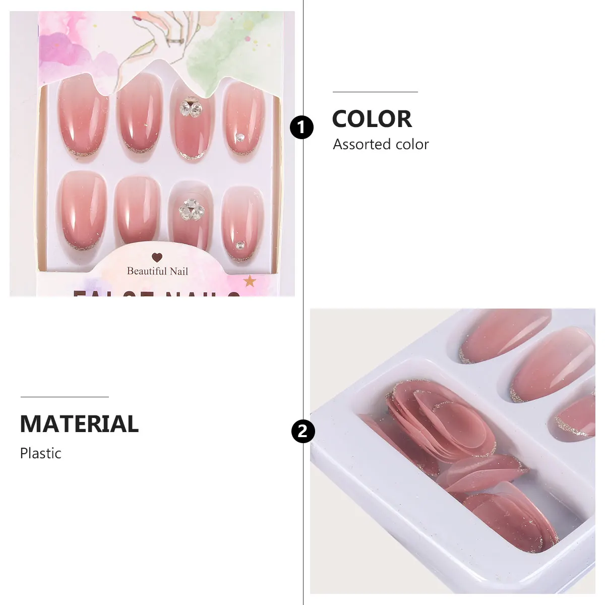 섬세한 가짜 손톱 거짓 키트 끈적 거리는 네일 패치 여성을위한 인공 네일 아트 스티커 매니큐어 용품