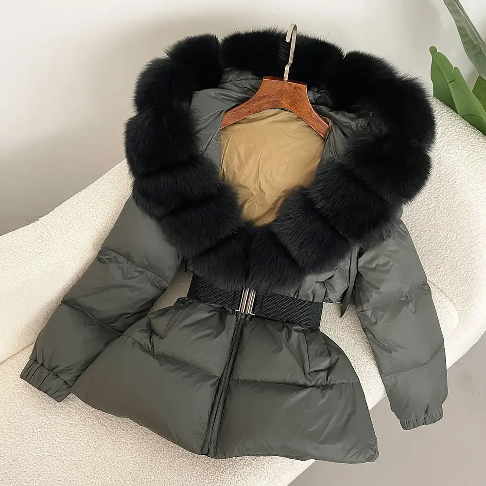 Vrouwen Nieuwe 2025, Winter Puffer Jas Witte Eend Donsjack Echt Vossenbont Capuchon Dikke Warme Vrouwelijke Parka Donsjack Waterdicht