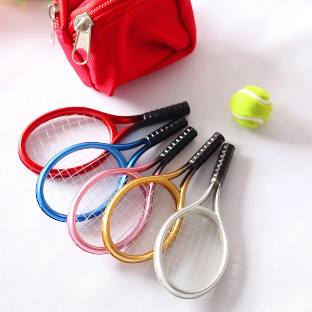 

Simulated Tennis Gadgets Mini Toys Desktop Racket House Decor Photography Props Model Miniature