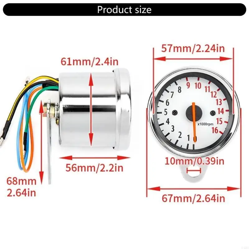 D5BE D5BEOMETER RPM Meter للدراجات النارية ، أداة المؤشرات الاستقرائية الدقيقة #6