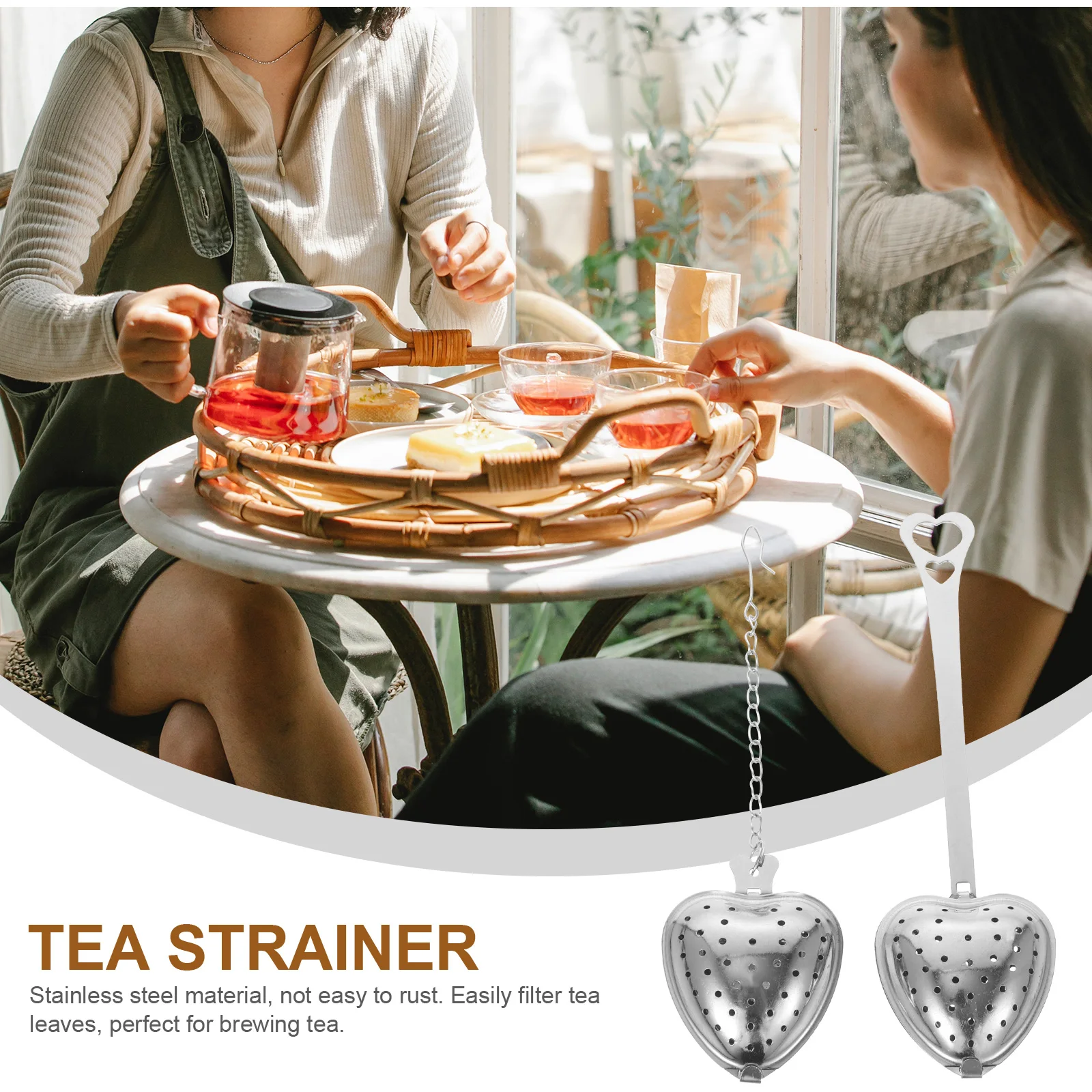 

Heart Shaped Stainless Steel Tea Strainer Loose Leaf Infuser Home Office Supply High Temp Resistant Tea Filter Accessory