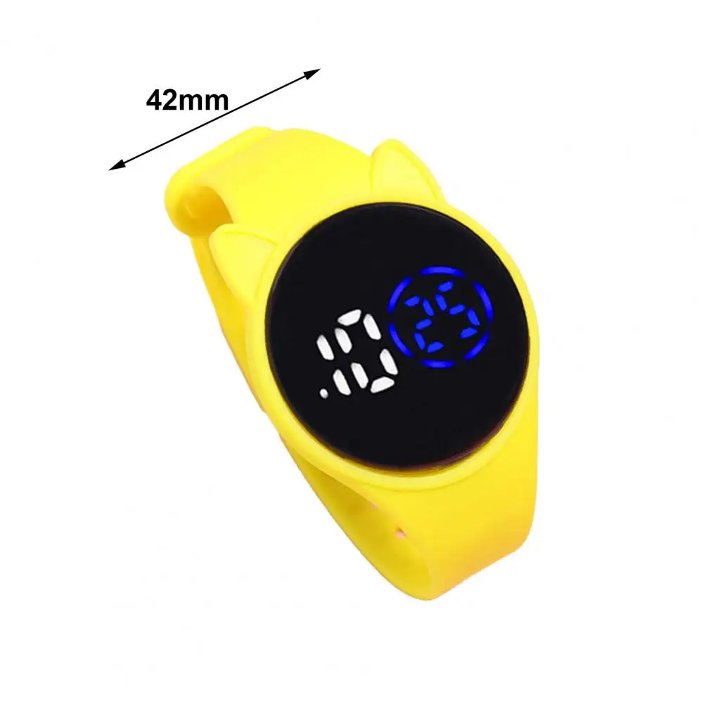 Electronic Watch Luminous Swimming Waterproof Round Dial Cartoon Cat Ear Sport LED Digital Bracelet for Student