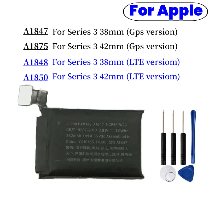 Replacement Battery For Apple Watch Series SE 1 2 3 4 5 6 7 Bateria For IWatch S1 S2 S3 LTE S4 S5 S6 S7 38/40/41/42/44/45/4+Tool