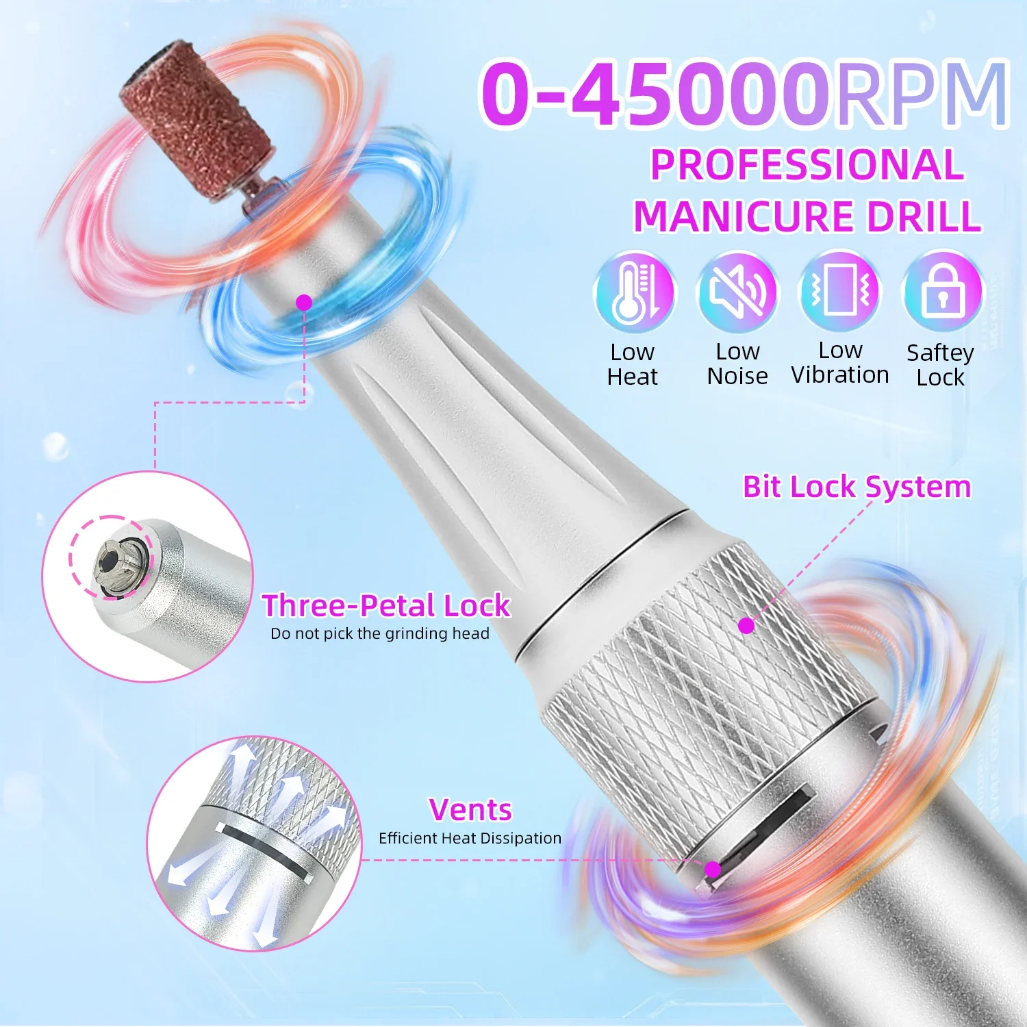 DianaBeauty Portable Electric Nail Drill Machine LED Display Rechargeable Nail Sander for Gel Nails Polish For Manicure Salon
