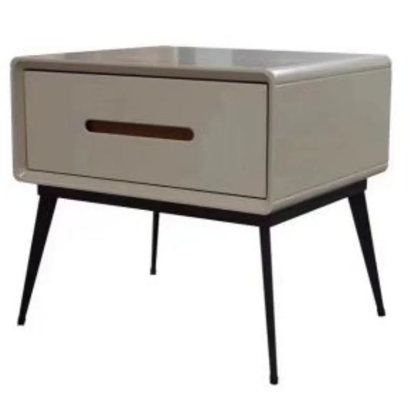 

Wood Lacquer Process Double Drawer Design Solid Wood Bedside Storage Cabinet Minimalist Bedroom Nightstand Bedroom Furniture